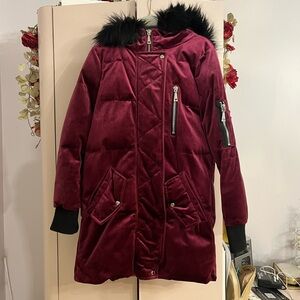 Guess Black Puffer Jacket with Fur Trim